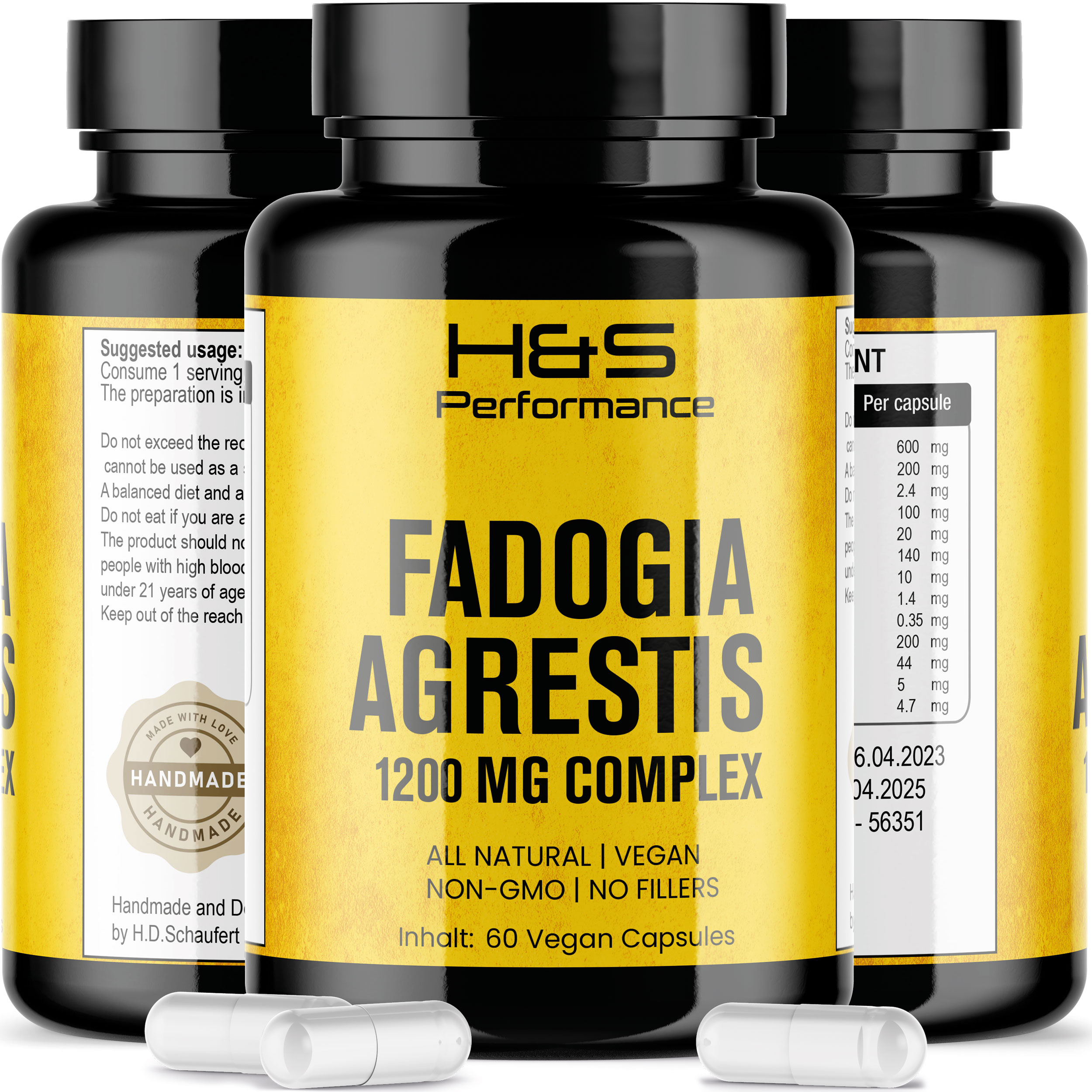 Fadogia Agrestis 1200mg pro Portion mit Ashwagandha, Siberian Ginseng ...