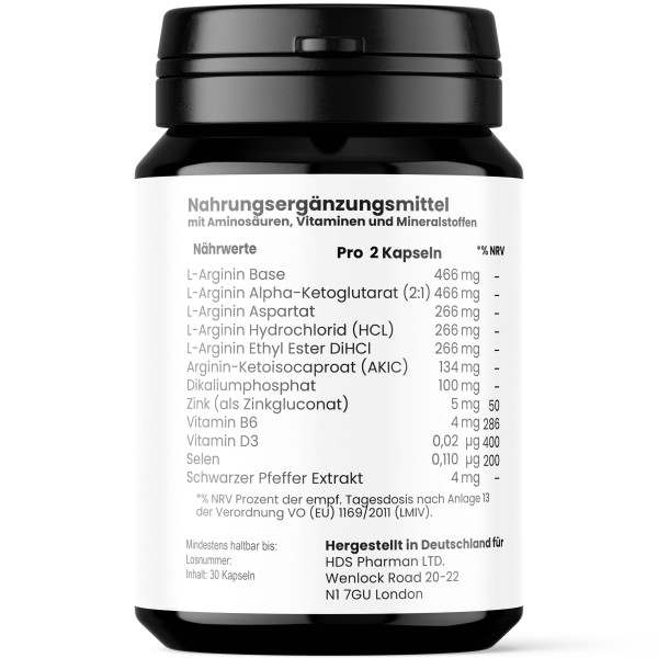 HUGE ATTACK – Männer-Booster mit 5-fach Arginin-Komplex, Zink, Vitamin B6 & D3