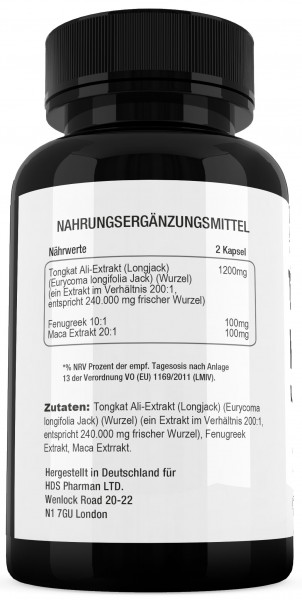 Long Jack Tongkat Ali 60 Vegane Kapseln, Testosteron, Potenzmittel