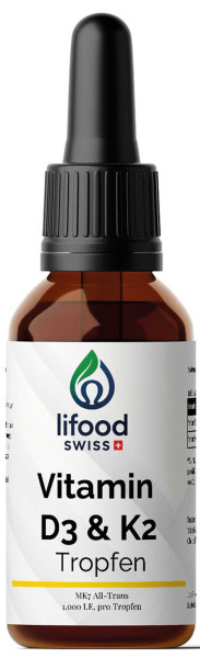 Vitamin D3 K2 Tropfen hochdosiert MK7 Vitamin K2, Vitamin D3, Lifood Swiss ®