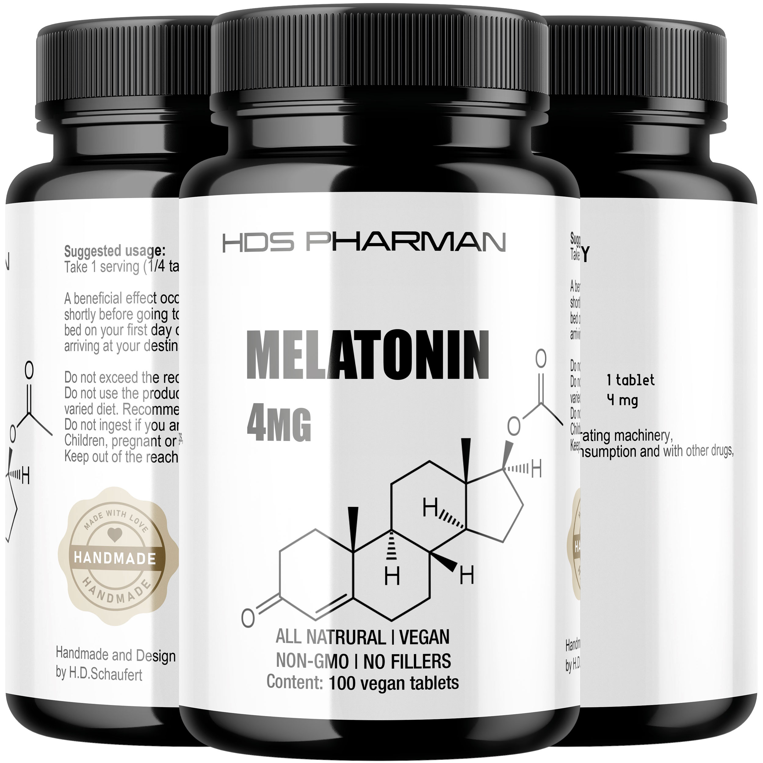 Melatonin 4 mg - 100, 200, 300, 400, 500 vegan tablets günstig kaufen